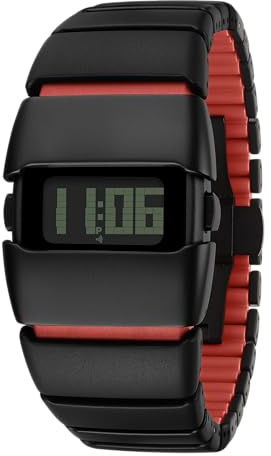 BENLYDESIGN Unique Metal Digital Watch for Men, Retro 2000s Vintage OLED Display Ironman Watch Men Style Stainless Steel Band Waterproof Minimalist Unisex Streetwear Gift for Men X6000, Black,red