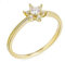 Skcess 18 Karat Gelbgold Matching Rings Weiß Moissanit Runden, Ring Damen Blume mit Rundem Moissanit Ring Damen Größe 52 (16.6)