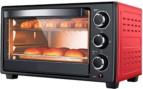 Mini Oven 23 L，Electric Oven 1300 W Adjustable Temperature 70-250 ℃ And 60 Minutes Timer With 3 Heating Functions For Baking Cooking Grill Toaster Oven Useful (Color:Red)