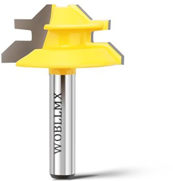 WOBLLMX 45 Grad Verleimfräser Gehrung Fräse 8mm Schaft,15.8mm Schnitthöhe,45°Lock Miter Router Bit Holzbearbeitung Schneidwerkzeug für Graviermaschine Trimmmaschine(1PCS)