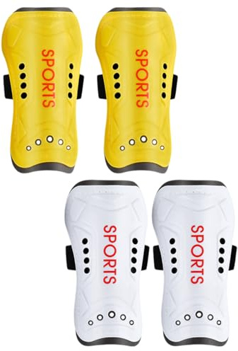 KGDUYC 2 Paar Mini Football Shin Pads, 19 * 13cm Extra Mini Shin Guards Soccer Miniature Shin Pads Tiny Protective Shin Guards for Men Women Boys Girls Graffitiable DIY, weiß und gelb, M