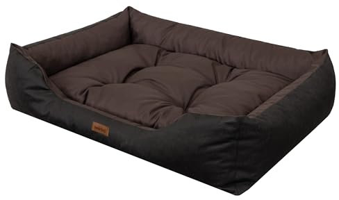 Sales Core Hundebett Hundesofa - S: 67 x 54 x 20 cm - Braun + Schwarz, Hundekissen mit erhöhte Ränder für kleine, mittelgroße und große Hunde Hundekörbchen Kuscheliges Hundedecke Hundeliege