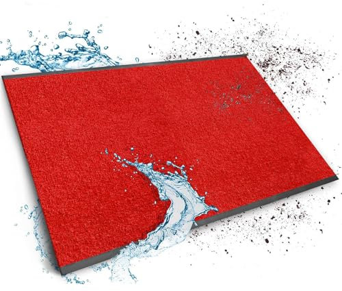 Floordirekt Schmutzfangmatte auf Maß, 90 x 400 cm, Rot, Fußmatte, Türmatte Eingangsbereich, Fußabtreter, Türvorleger, Sauberlaufmatte, Meterware, Mono