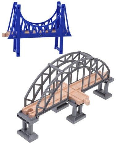JOINPAYA Eisenbahn Ersatzbrücke 2 Stück Modellbahn Zubehör Selbstgemacht Simulationsbrücke Spielzeug Für Kinder Graue Kreuzbrücke Und Blaue Meeresbrücke Für Zugszenen Und Lernspiel