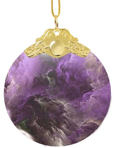 Violette Galaxie, rund, Glas, gebeizt, Ornament-Kollektion, Weihnachtsbaum, dekorative Anhänger, Weihnachtsgeschenke