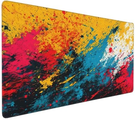 Tapis de Souris 80x40 cm Grand Tapis Souris XXL, Abstrait Couleur Tapis de Souris Bureau Gamer, à Bords Cousus, Base en Caoutchouc Antidérapante, sous Main pour Clavier et Souris, Decor Maison E-151