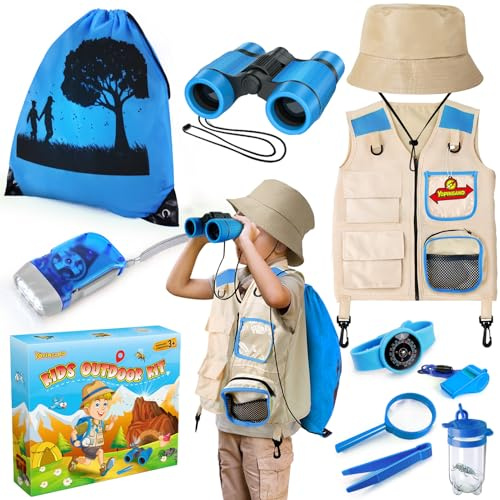 Set da esplorazione per Bambini, con Gilet, Cappello, Zaino e binocolo