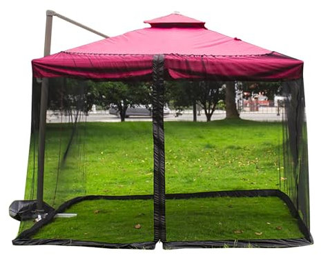 Moustiquaire pour parasols 3m avec Fermeture éclair et lestage Carré et cylindrique Pergola réglable Moustiquaire pour extérieur Jardin Cour Patio Camping (300 * 300 * 230CM)