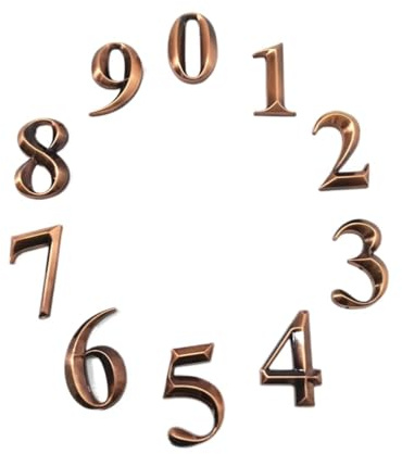 RAGOPILEN Front Door Numbers, 50mm ABS Plastic Copper Finish House Number Address Hotel Door Sticker Plate Digits(6)