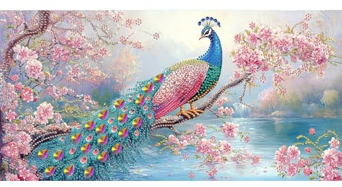 Bimkole Sonderformen Groß Diamond Painting Kits Zubehör Pfau, Tier 5D Diamant Malerei Kit Voll Runde Bohrer Malen nach Zahlen Malerei Stickerei Kreuzstich Diamond Dekoration 30x60 cm