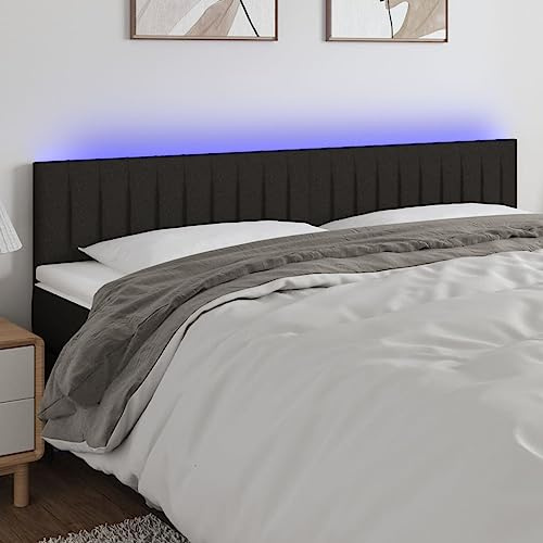 QJBSAVVA LED Kopfteil Bett Schwarz 180x5x78/88 cm HÖHENVERSTELLBAR mit RGB Beleuchtung USB 5V Stoffmassivholz Easy Cut Leuchtendes Wandkissen für Schlafzimmer Gaming Room und Jugendzimmer