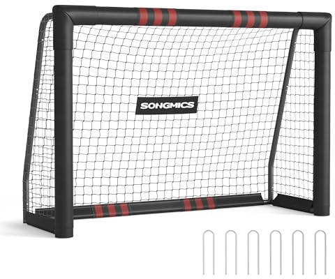 SONGMICS Fußballtor, für alle Altersgruppen, Stahlrohre, PE-Netz, Outdoor, Garten, Strand, 60 x 180 x 120 cm, Schaumstoff ummantelt, schwarz SZQ180RZ02