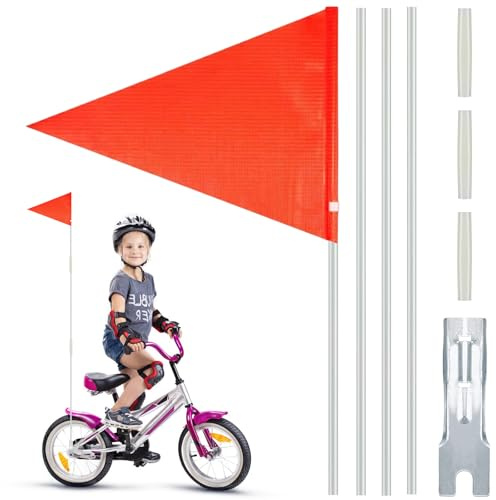 Eulihent Fahrradfahne Fahrradanhänger Fahrradwimpel Fahrradanhänger 150 cm Rot Verstellbare Fahrradfahne Sicherheitswimpel für Hundeanhänger