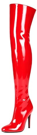 Veelau Meieer Bottes au-dessus du genou pour femme avec talon aiguille | Bottes à talons hauts à talons hauts, bottines fines et élégantes, pour femme, pour fête, club, cosplay et soirée