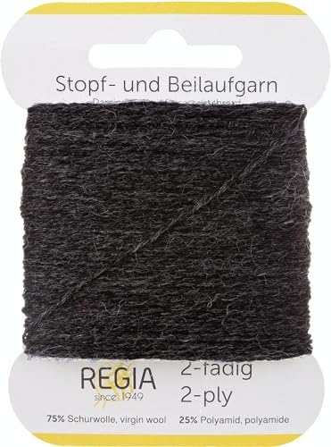 REGIA 2-fädig Uni 9801278-00522 anthrazit meliert Handstrickgarn, Sockengarn, Beilaufgarn, 5g Kärtchen