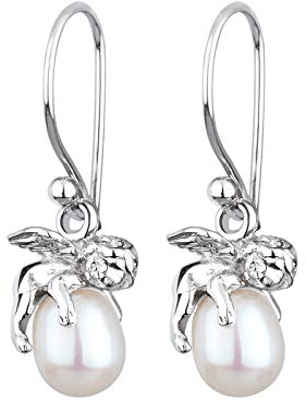 Elli Ohrringe Damen Schutzengel Anhänger Elegant mit Süßwasserzuchtperlen in 925 Sterling Silber