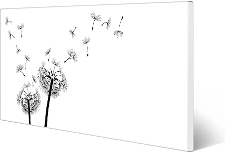 banjado Magnettafel weiß 78 x 37cm / Magnetwand Metall/Magnetpinnwand als Memoboard/Pinnwand Magnettafel Küche, Büro, Kinderzimmer inkl. 4 Magnete & Montageset - Motiv Pusteblume 2