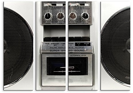Paul Sinus Art Fotoleinwand 4Teile je 90x30cm Künstlerische Fotografie – Retro Ghetto Blaster