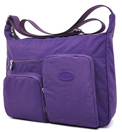 Efanliu Borsa da Viaggio Donna Grande Borse a Tracolla Scuola Postino Tasche Impermeabile Nylon Spalla Sportiva Tasca,Porpora