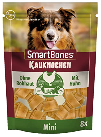 SmartBones Kauknochen Mini - Kausnack mit Huhn für kleine Hunde, Knochen mit weicher Textur, ohne Rohhaut, 8 Stück