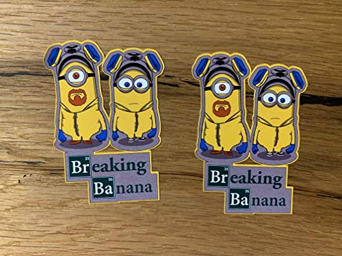 #249 / 2X Breaking Minion Banana Aufkleber 7x5cm Comic Kult Sticker Bad Fun Auto Motorrad JDM OEM Stickerbomb