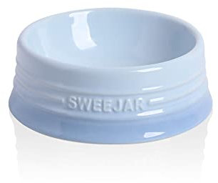 Sweejar Gradient Dog Bowl, Ceramic Dog Food Dish for Puppy and Kitten, Porcelain Pet Bowl for Food and Water 8 oz (Gradient Light Blue)