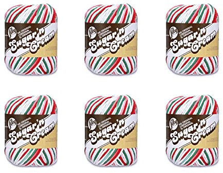 Lily Sugar'N Cream Mistletoe Yarn - 6 Pack of 57g/2oz - Cotton - 4 Medium (Worsted) - 95 Yards - Knitting/Crochet