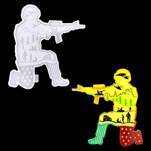 Voyyphixa Resin Silikonform Amerika Soldat Harz Gießen Formen Untersetzer Epoxidharz Silikonformen Kerzenhalter Gießform Soldat Porträt Wand Montiert Dekoration für zu Hause (Soldiers Mold)