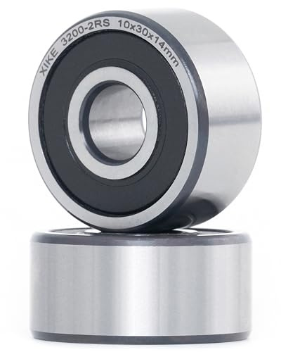 XiKe 2 Stück 3200-2RS/5200-2RS Abgedichtet Schrägkugellager 10x30x14mm Doppelreihe, Passend für DIY, CNC, Motor, Auto-Klimaanlage, Wasserpumpe usw.