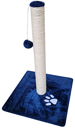 NYVI Katzen Kratzstamm Milano 63 cm groß Dunkelblau - Katzen Kratzbaum Sisal Kratz Säule mit Fellball zum Spielen - Stabiler und Robuster Katzenbaum