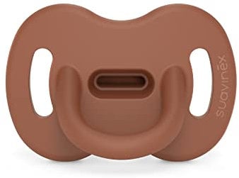 Suavinex, Sucette Tout Silicone pour Nouveau-nés Bébé 0/6 Mois, avec Tétine Symétrique SX Pro, Réversible, Douce et Souple, Idéal pour Dormir. Colour Essence, Orange