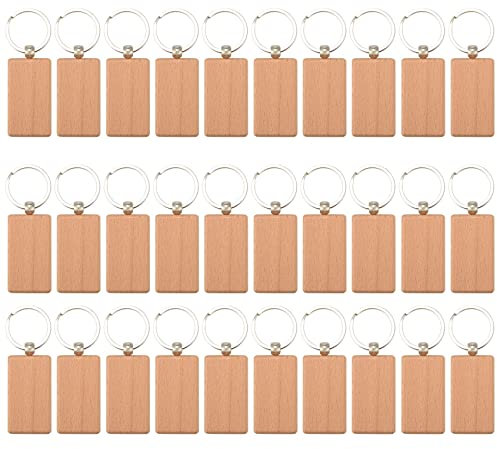 Wanjorlay 30 PièCes Blanc Porte-CléS en Bois Bricolage Porte-CléS en Bois Porte-CléS Peuvent Graver des Cadeaux de Bricolage
