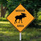 Yelolyio Moose Area Metallschild Wandkunst Elch Silhouette Metallkunst Schild Retro Vintage Wandschild Gelb Diamantform Straßenschild für Hof Garage Garten Outdoor Veranda Straße Straße 30,5 x 30,5 cm
