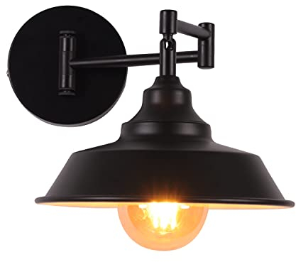 AIRTWESD Wandleuchte mit Schwenkarm E27 Wandlampen mit Gelenkarm Industrielle Vintage Metall Wandbeleuchtung Alte Rustikale Retro Nachttischlampen (No Bulb)