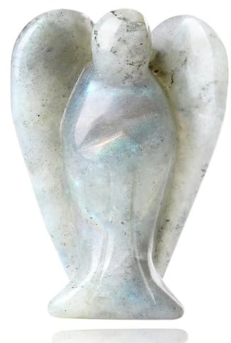 QINJIEJIE Labradorit Engel Figur Schutzengel Natürliche Kristalle Edelsteine Heilung Kristall Wächter Engel Statue Reiki Figur Angel Deko Geschenke