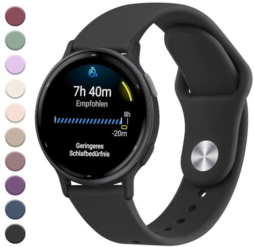 Mugust Garmin Armband für Vivoactive 5/3, Vivomove 3/HR/Luxe/Style, Forerunner 55/245/645 - 20mm Silikon Sportarmband Verstellbares Ersatz Uhrenarmband, Schwarz