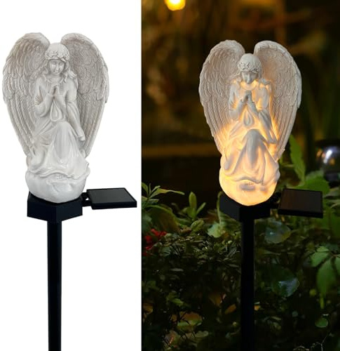 LAIAMER Lampes solaires en forme d'ange de jardin, étanches, décorations pour cimetière, tombe, cour, patio, pelouse, porche