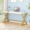 Mudmasa Schreibtische, Computertisch, Latop-Tisch, Industrie Design, Studiertisch, für Studium, Büro, Schlafzimmer, 140 x 60 x 75.5 cm, Weiß Gold