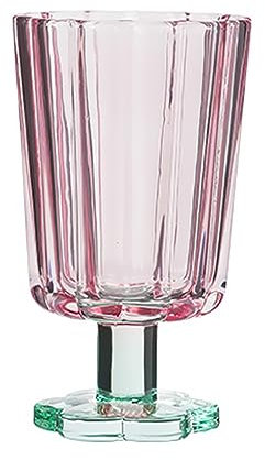 Flower Vintage Wavy Glass Coupes Colored Glass Cocktail Glass Colored Glass Water Cup Household Cup Short Foot Cocktail Glass Ice Cream Cup for Champagne (Transparent Pink