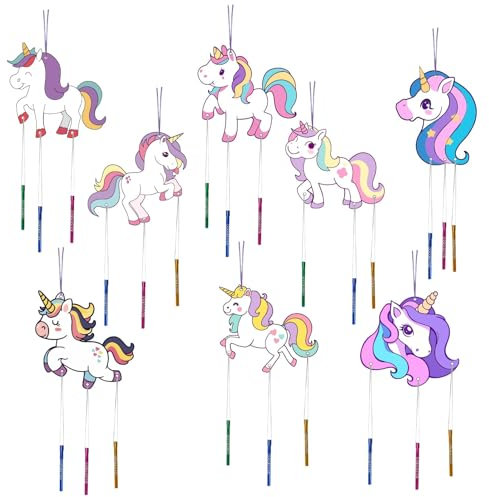 craspire 16 Packung DIY Windspiel Kits Machen Sie Ihr Eigenes Einhorn Windspiel Zum Ausmalen Holz Osterhandwerk Für Heimwerker Bastelaktivitäten Geburtstags Weihnachts Und Sommerparty Dekoration