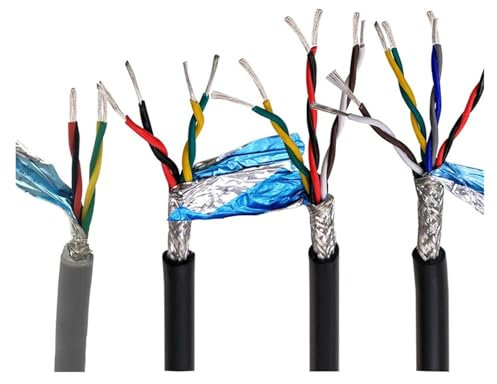 QAZMLP Communication equipment 100Meters RVSP Cable 26/24/22AWG 2/4/6/8 Core RS485 Signal Control Line Twisted Shielded Tin-Plated Copper Wire Audio Cable DIY Wire and cable(4 Cores 100M,26 AWG Gray)