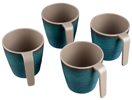 Melamin Tassen 350ml ideal für Camping 4 Personen Jesolo Grün Stapelbar
