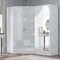 Reflect 2 Piece Bedroom Furniture Bundle - 2 Door CORNER + Double MIRROR Wardrobe (H: 180cm x W: 179cm x D: 103cm) (White/White)