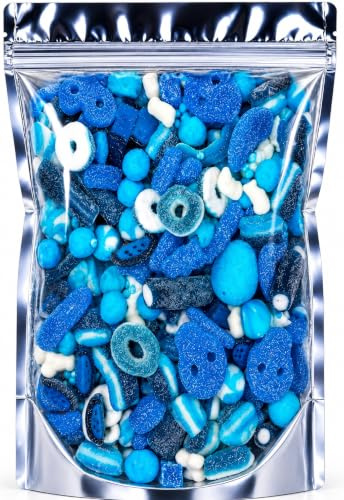Fizzy Quality Blue Pick and Mix Sweets - Large Retro Candy Sweeties Pouch Gummy Jelly Chewy Pick n Mix Treats Retro Pick and mix Sweets Perfect for Sweet Hamper, Parties