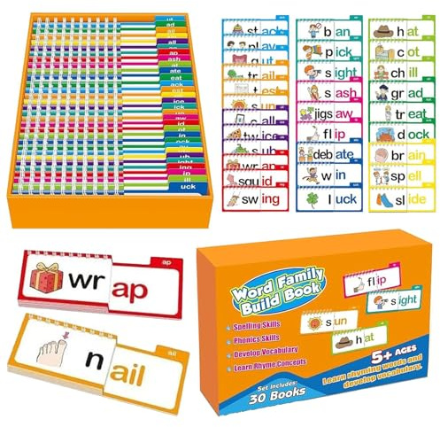 Tabla giratoria de vocabulario – Soporte de 9.8 x 6.6 pulgadas, juego de educación temprana, palabras de vista de rima, guía de estudio para estudiantes de primaria, lección de alfabetización en