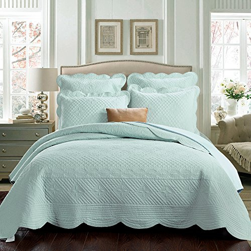 Calla Angel O4-Banu-XVKH Steppdecke, Reine Baumwolle, 274,3 x 241,3 cm, Helles Aqua, King Size