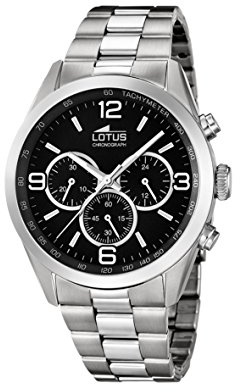 Lotus Reloj Hombre Analógico de Acero Inoxidable 316l Plateado | Movimiento de Cuarzo, Cronógrafo, Cristal Mineral de Alta Resistencia, Resistente al Agua 5 ATM 18152/2 Chrono