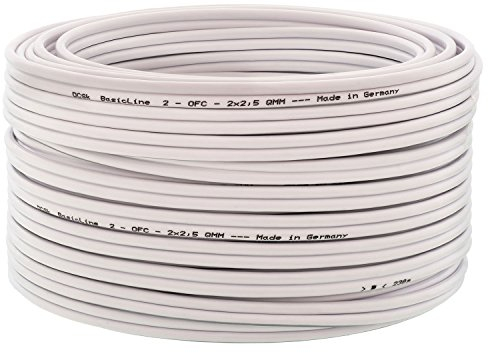 DCSk 15m - 2x2,5mm² Lautsprecherkabel weiß - OFC Kupferkabel für HiFi Audio - 99,99% Voll-Kupfer Boxenkabel mit Isolierung