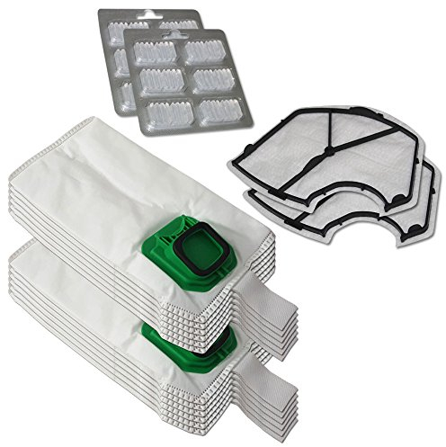 KIT 12 Sacchi / Sacchetti (Microfibra) + 12 Profumini + 2 Filtri MOTORE per aspirapolvere Vorwerk Folletto Kobold VK 140, 150, VK140, VK150