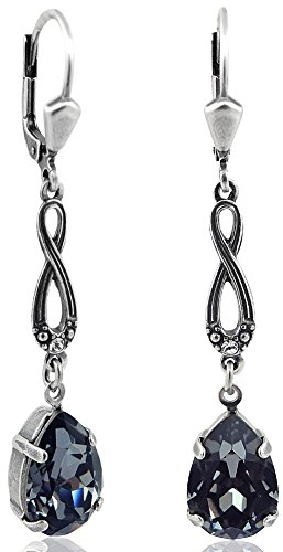 Jugendstil Ohrringe Marken Kristalle Silber Schwarz Infinity Schmuck NOBEL SCHMUCK